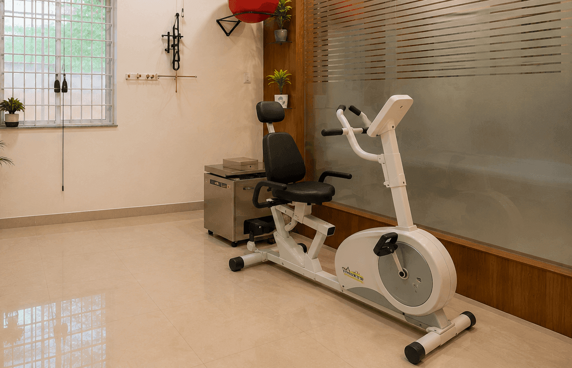 Treatment room at VedaKinetics with rehabilitation equipment